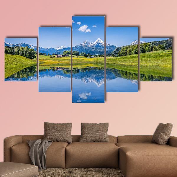 Panoramic view of idyllic summer landscape multi panel canvas wall art