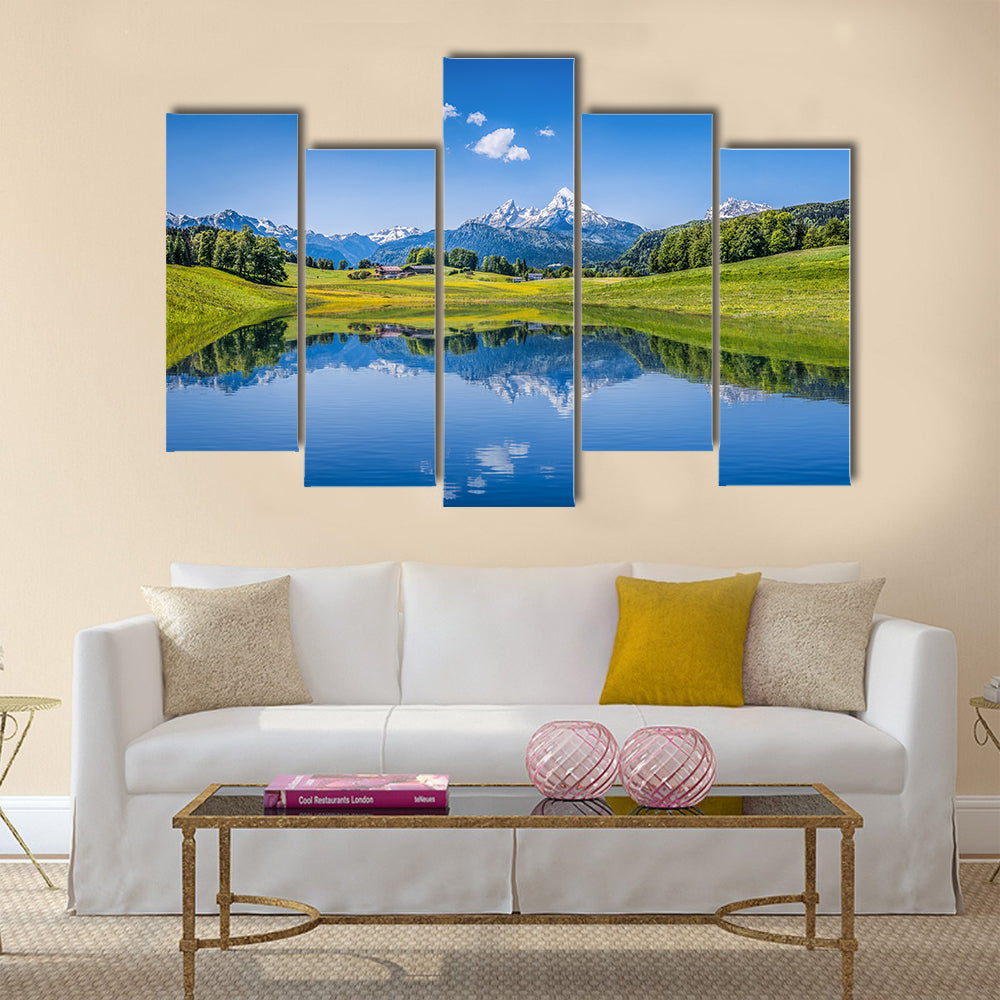 Panoramic view of idyllic summer landscape multi panel canvas wall art