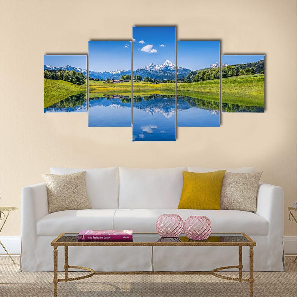 Panoramic view of idyllic summer landscape multi panel canvas wall art