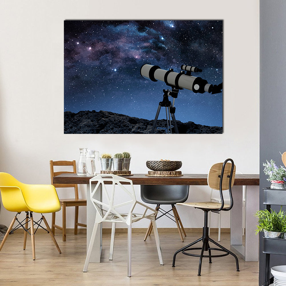 A Starry Night Is Captured By a Telescope Multi Panel Canvas Wall Art