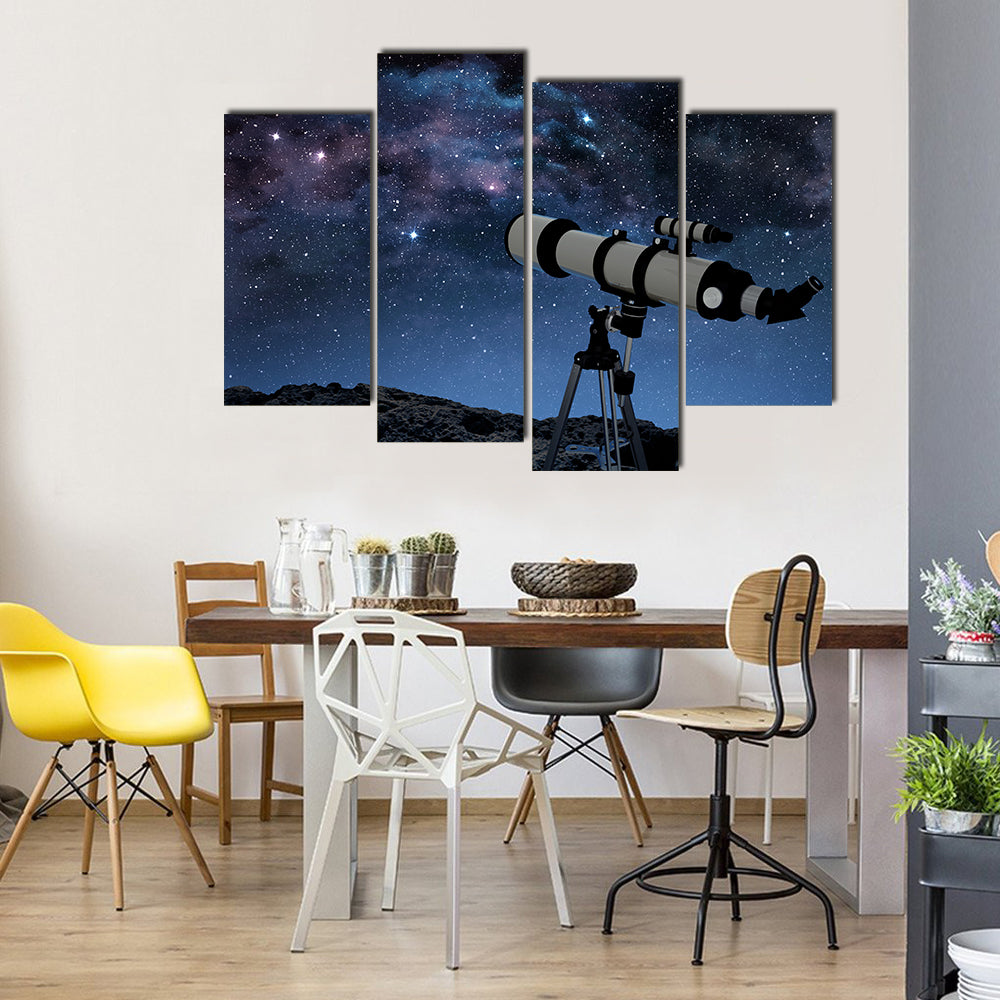 A Starry Night Is Captured By a Telescope Multi Panel Canvas Wall Art