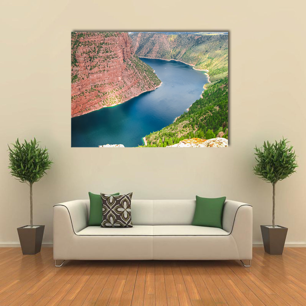 Aerial view of Flaming Gorge National Recreation Area located between Utah and Wyoming multi panel canvas wall art