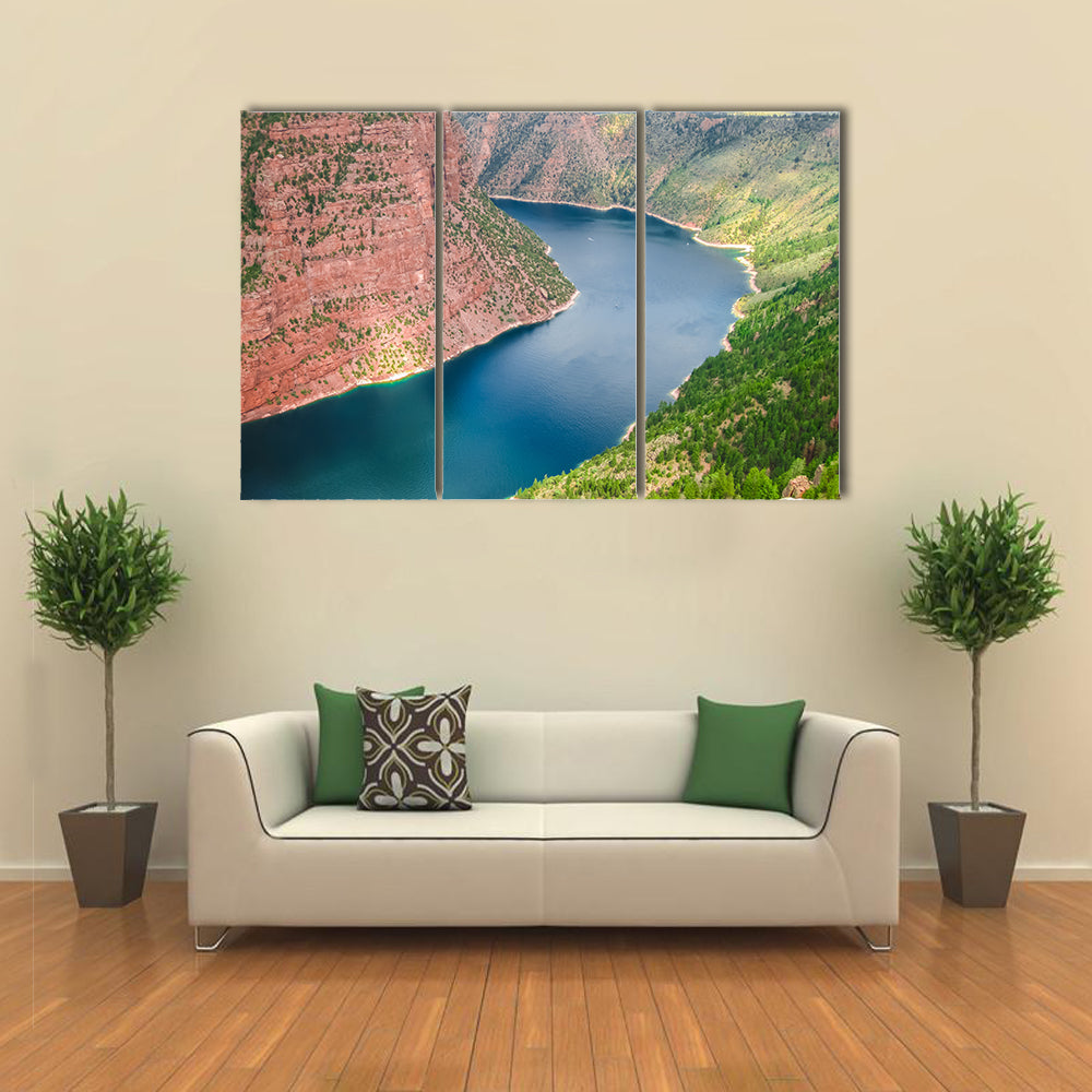 Aerial view of Flaming Gorge National Recreation Area located between Utah and Wyoming multi panel canvas wall art