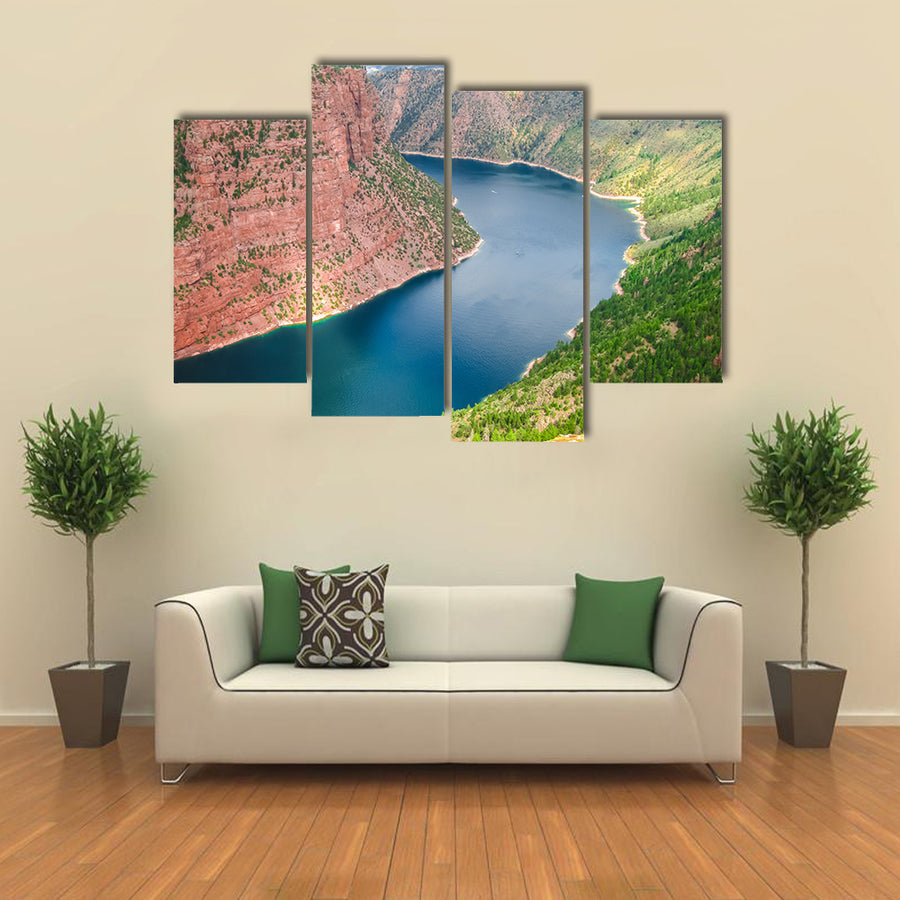 Aerial view of Flaming Gorge National Recreation Area located between Utah and Wyoming multi panel canvas wall art