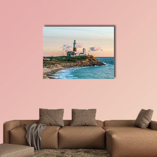 Atlantic Ocean waves on the beach at Montauk Point Light, Lighthouse wall art