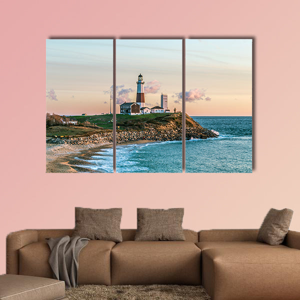 Atlantic Ocean waves on the beach at Montauk Point Light, Lighthouse wall art