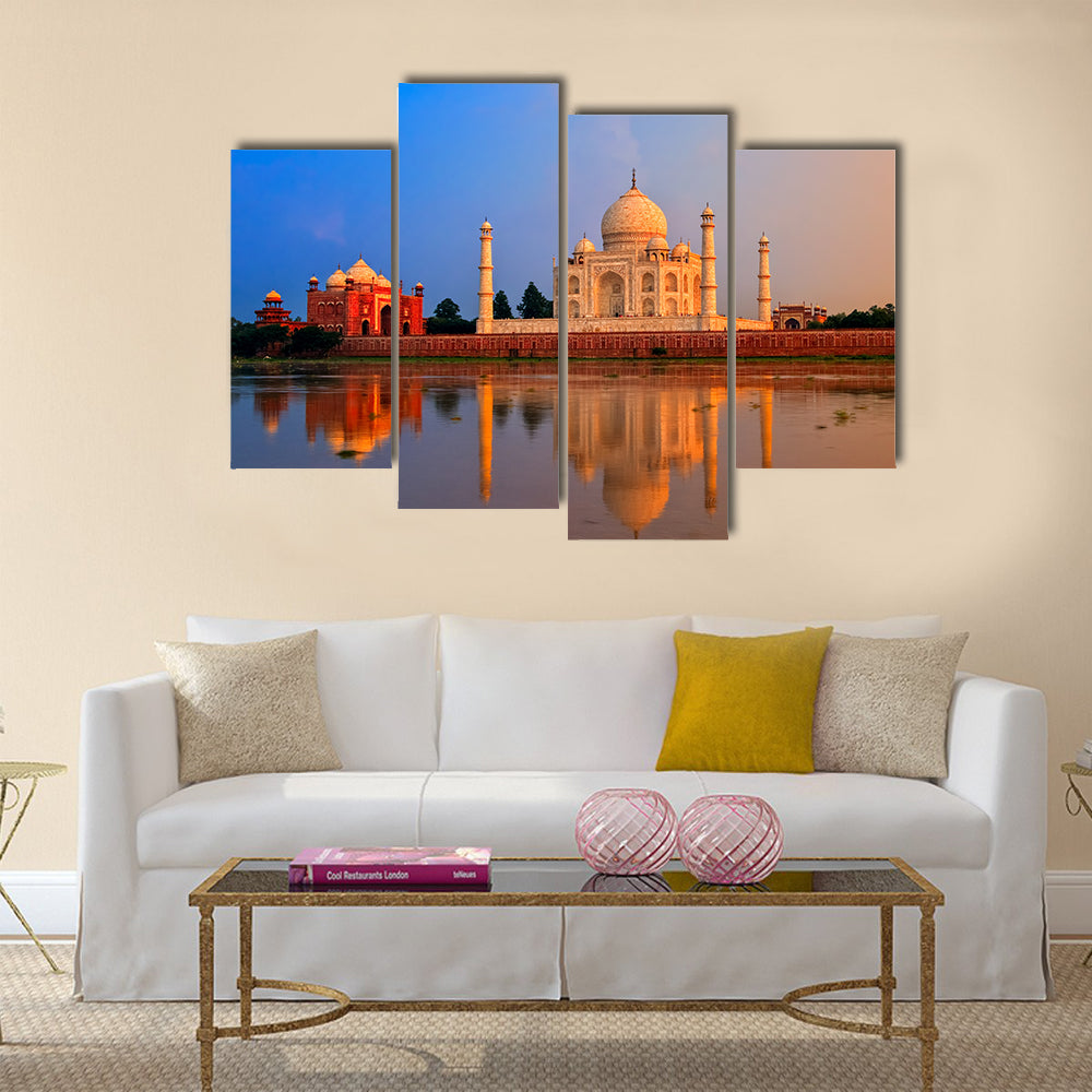 Taj Mahal Agra, India, on sunset Multi panel canvas wall art