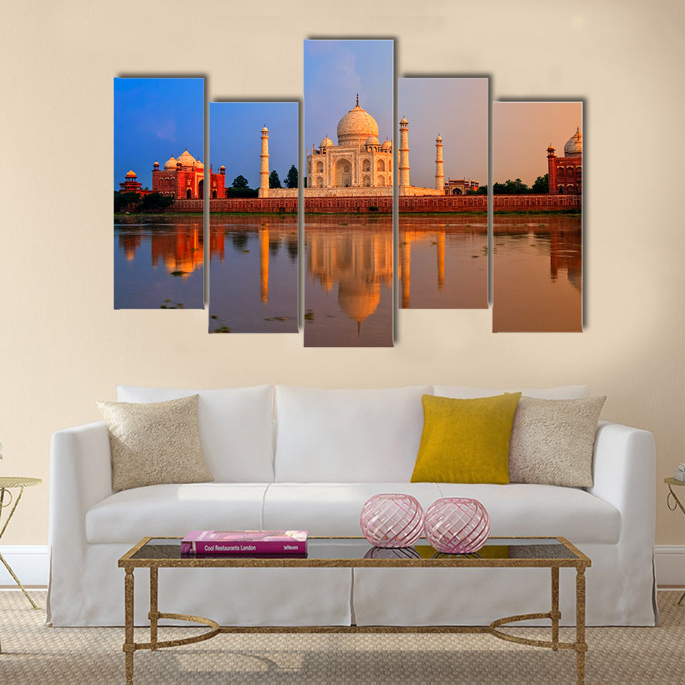 Taj Mahal Agra, India, on sunset Multi panel canvas wall art