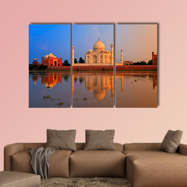 Taj Mahal, Agra, India, on sunset multi panel canvas wall art