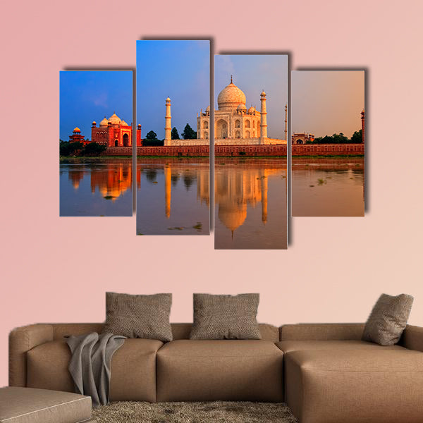 Taj Mahal, Agra, India, on sunset multi panel canvas wall art