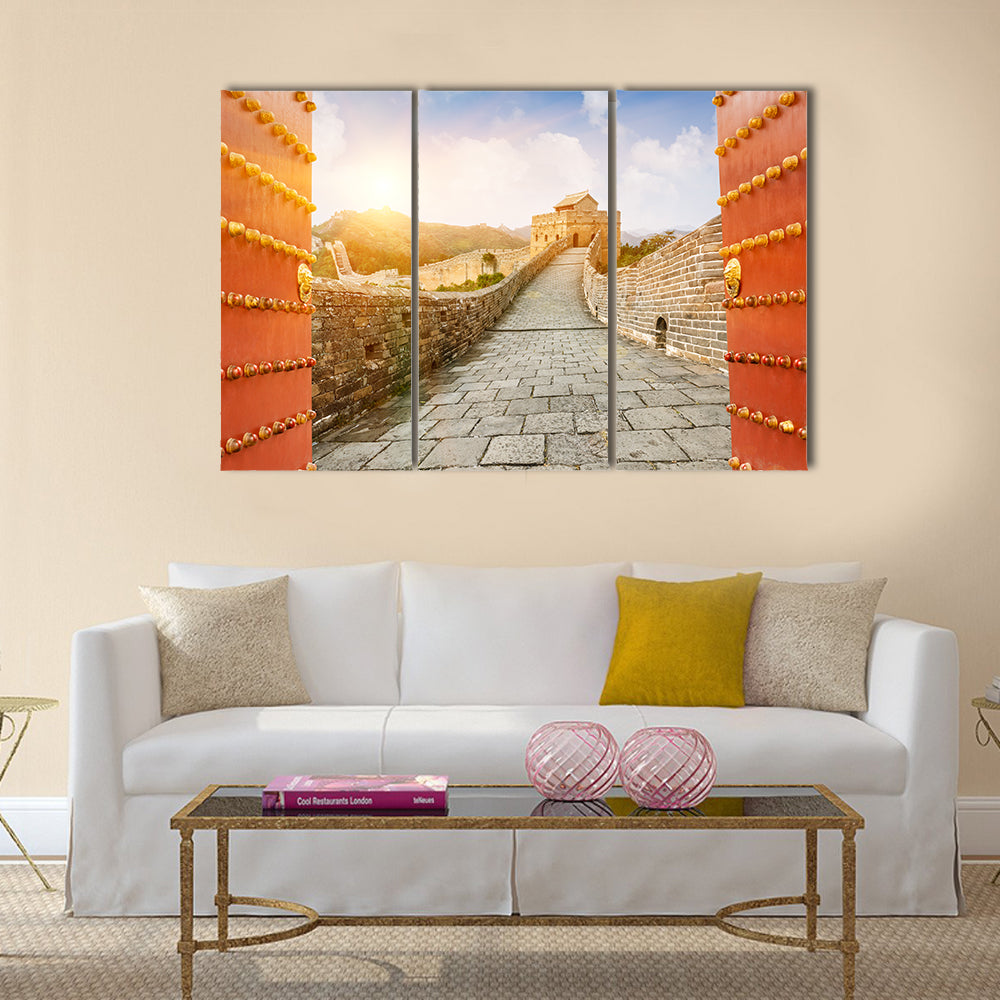 The Great Wall in the sunset,in Beijing, China multi panel canvas wall art