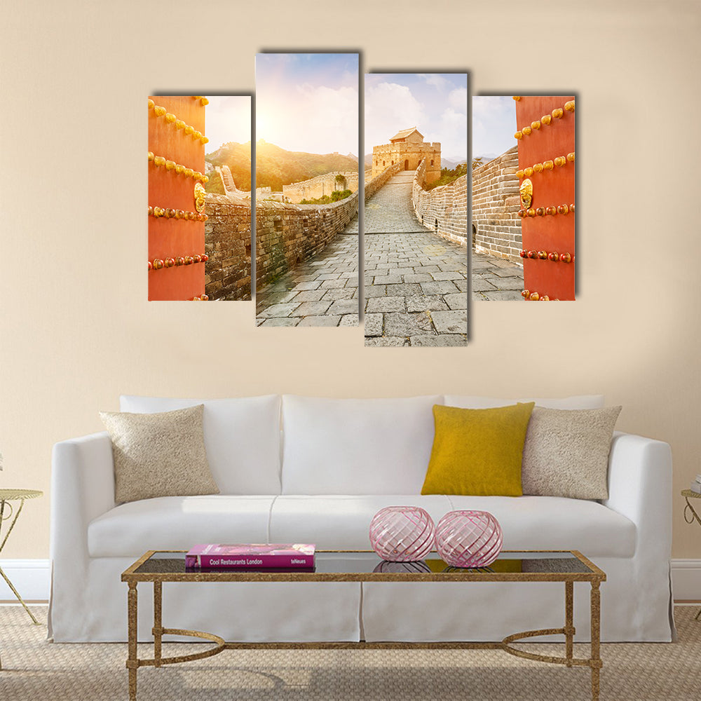The Great Wall in the sunset,in Beijing, China multi panel canvas wall art