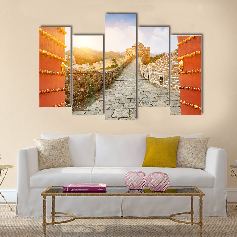 The Great Wall in the sunset,in Beijing, China multi panel canvas wall art