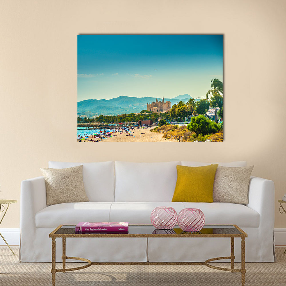 View of the beach of Palma de Mallorca Multi Panel Canvas Wall Art