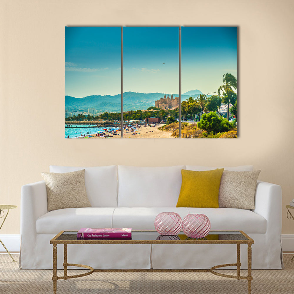Beach The Palm De Mollocra, Spain Multi Panel Canvas Wall Art