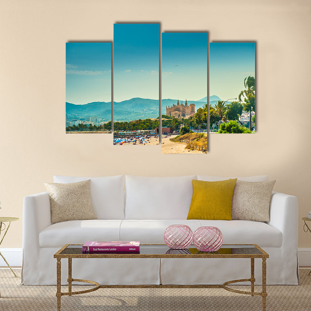 View of the beach of Palma de Mallorca Multi Panel Canvas Wall Art