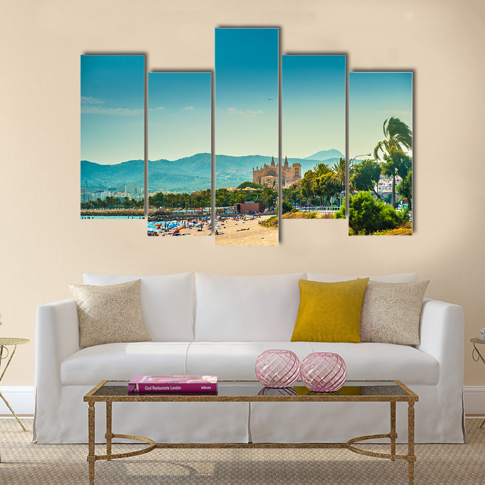 View of the beach of Palma de Mallorca Multi Panel Canvas Wall Art