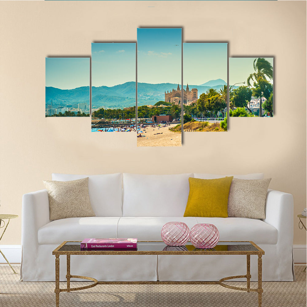 Beach The Palm De Mollocra, Spain Multi Panel Canvas Wall Art