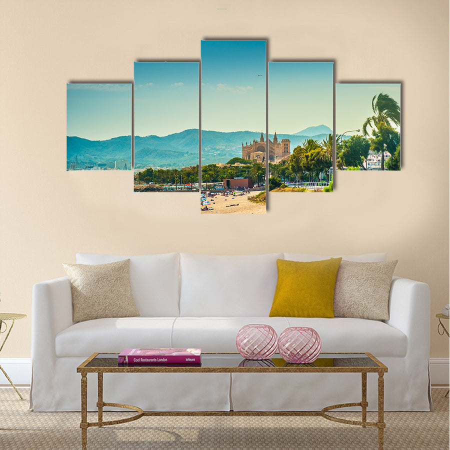 View of the beach of Palma de Mallorca Multi Panel Canvas Wall Art