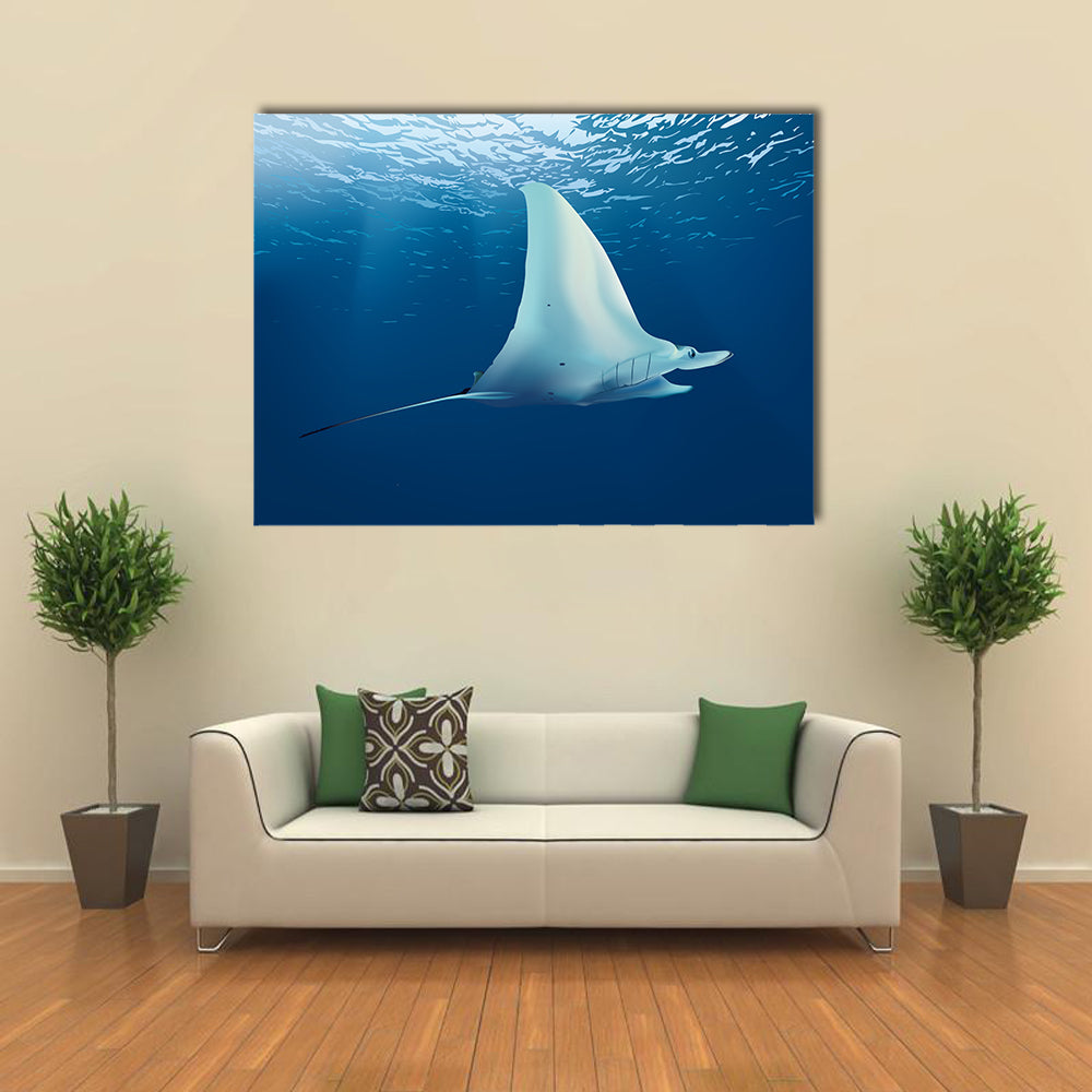 Beautiful Stingray Underwater Multi Panel Canvas Wall Art