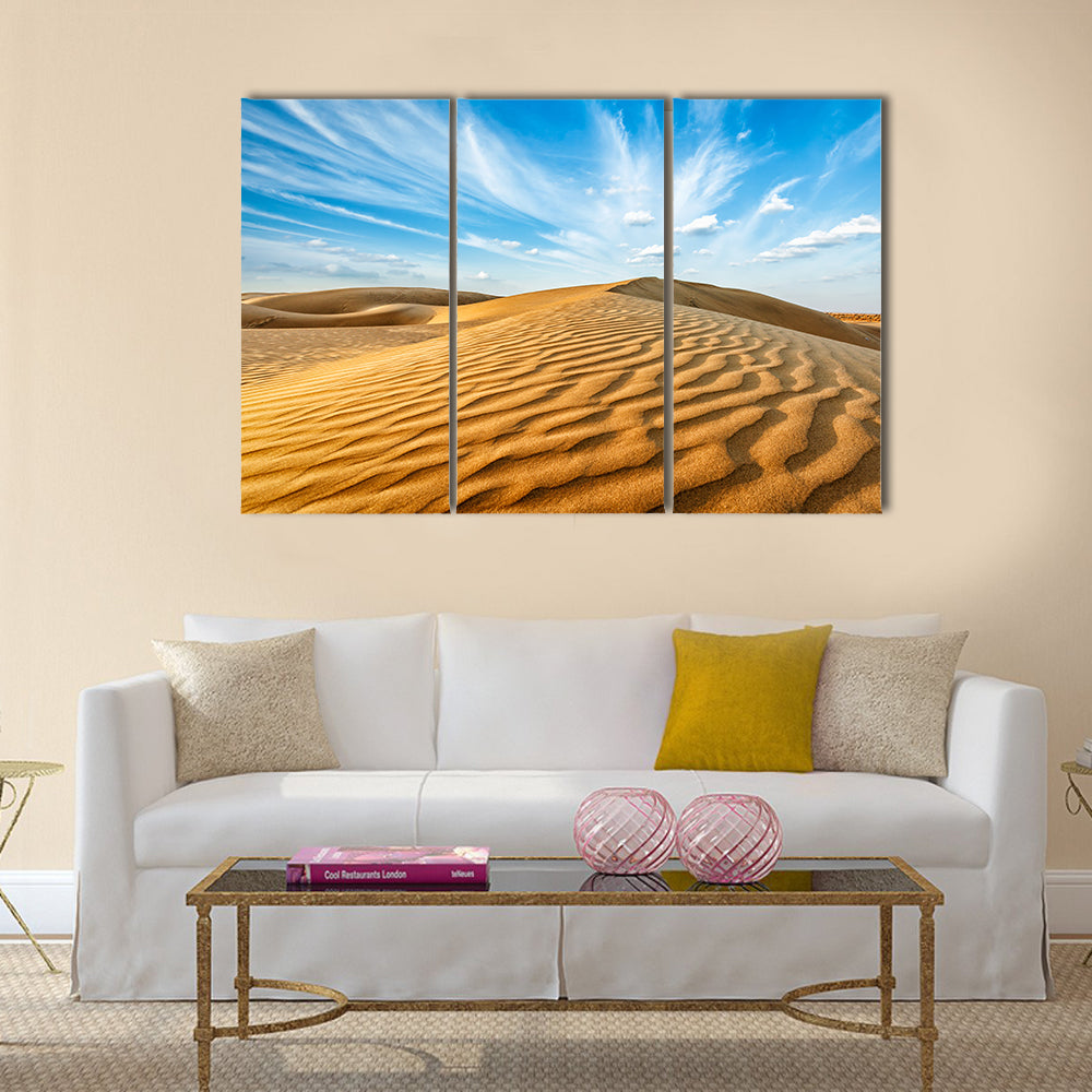Panorama of dunes of Thar Desert.  Multi panel canvas wall art