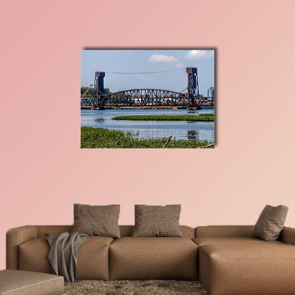 The Decatur Alabama Tennessee River Draw, Bridge multi panel canvas wall art