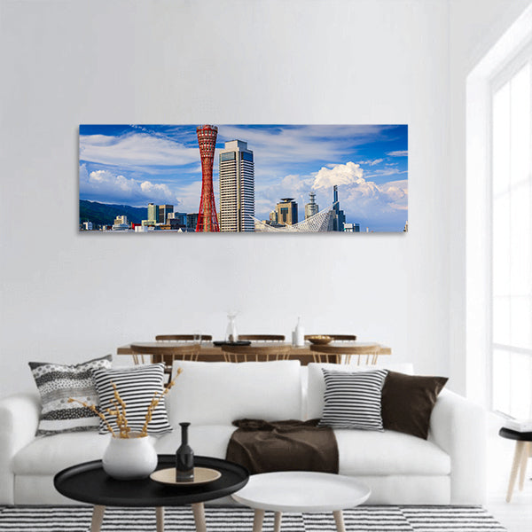 Kobe, Japan city skyline Panoramic Canvas Wall Art
