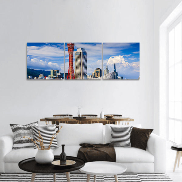 Kobe, Japan city skyline Panoramic Canvas Wall Art