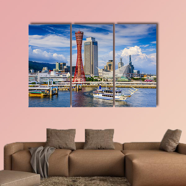 Kobe, Japan city skyline multi panel canvas wall art