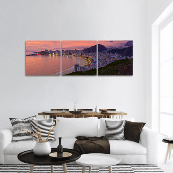 Sunset view of Copacabana beach in Rio de Janeiro, Brazil Panoramic Canvas Wall Art