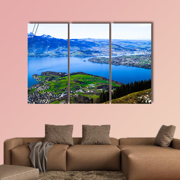 Panoramic skyline view of Weggis, Vierwaldstattersee, Lake Lucern, wall art