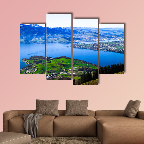 Panoramic skyline view of Weggis, Vierwaldstattersee, Lake Lucern, wall art