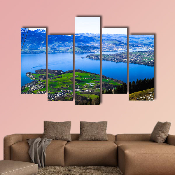 Panoramic skyline view of Weggis, Vierwaldstattersee, Lake Lucern, wall art
