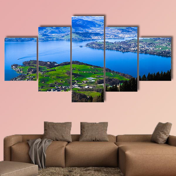 Panoramic skyline view of Weggis, Vierwaldstattersee, Lake Lucern, wall art