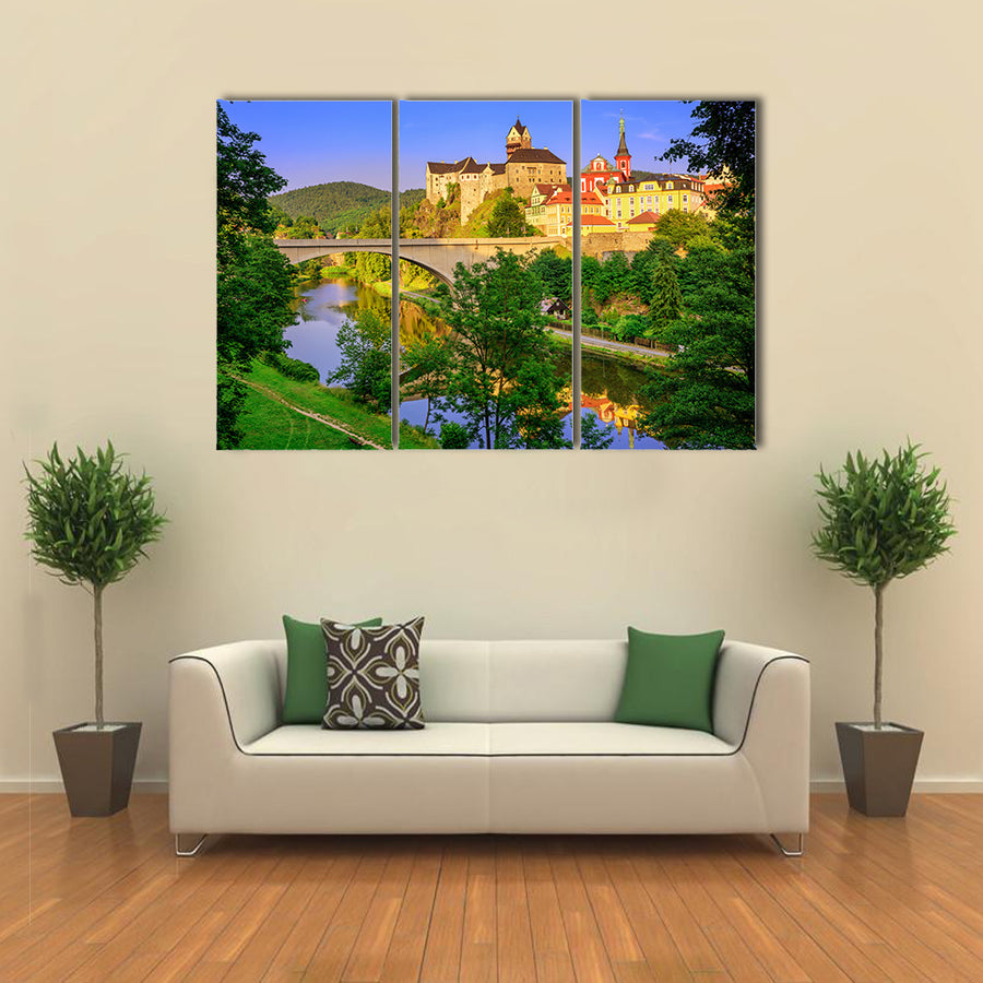 A Lake View In Front Of A Church Multi Panel Canvas all Art Print Set