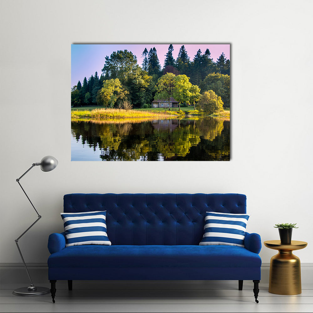 House in the woods, at Killykeen Forest Park in Co. Cavan Ireland Multi Panel Canvas Wall Art