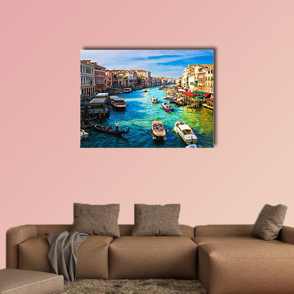 View of famous Grand Canal from Rialto Bridge, Venice multi panel canvas wall art
