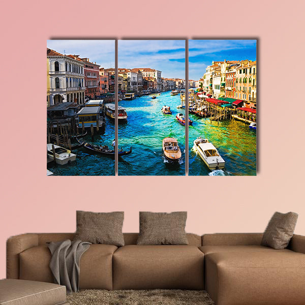 View of famous Grand Canal from Rialto Bridge, Venice multi panel canvas wall art