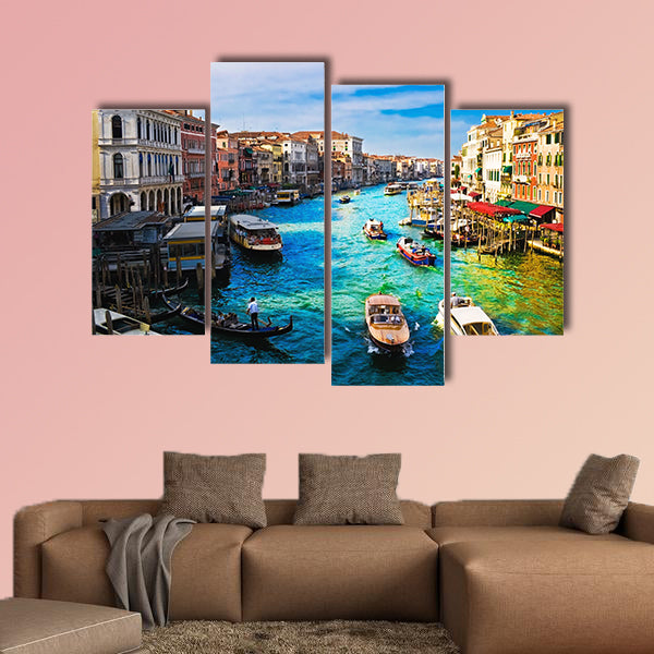 View of famous Grand Canal from Rialto Bridge, Venice multi panel canvas wall art
