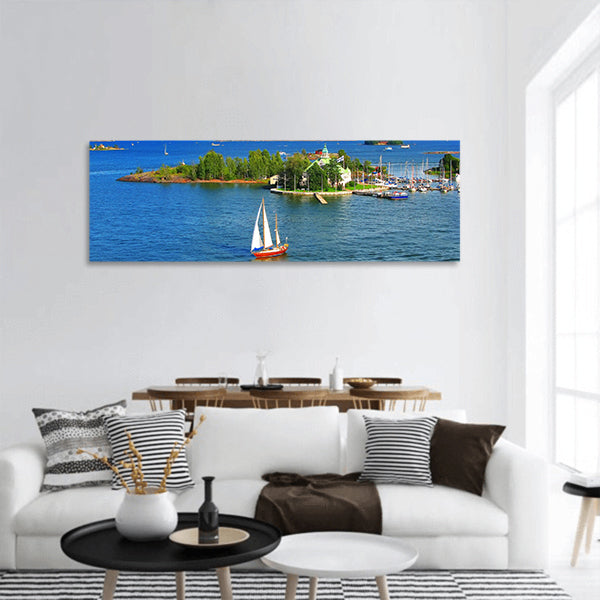 Baltic sea in Helsinki, Finland panoramic canvas wall art