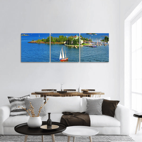 Baltic sea in Helsinki, Finland panoramic canvas wall art