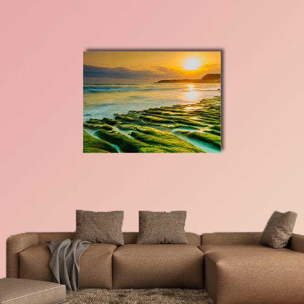 Coastal stone trench of Laomei coast in Taipei, Taiwan multi panel canvas wall