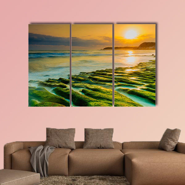 Coastal stone trench of Laomei coast in Taipei, Taiwan multi panel canvas wall