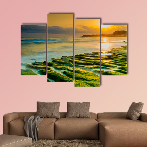 Coastal stone trench of Laomei coast in Taipei, Taiwan multi panel canvas wall