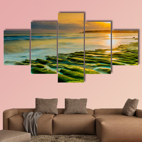 Coastal stone trench of Laomei coast in Taipei, Taiwan multi panel canvas wall