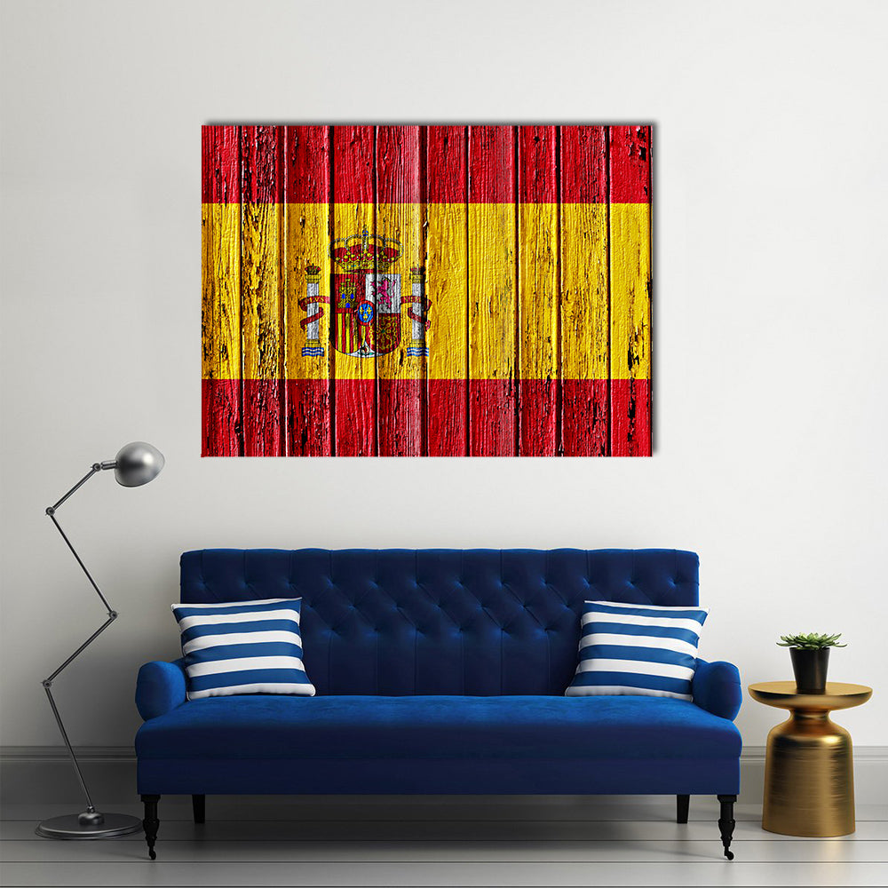 Flag of Spain painted on wooden frame Multi panel canvas wall art