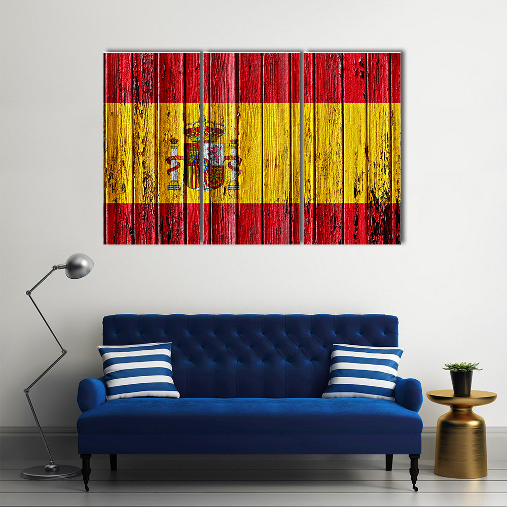 Flag of Spain painted on wooden frame Multi panel canvas wall art