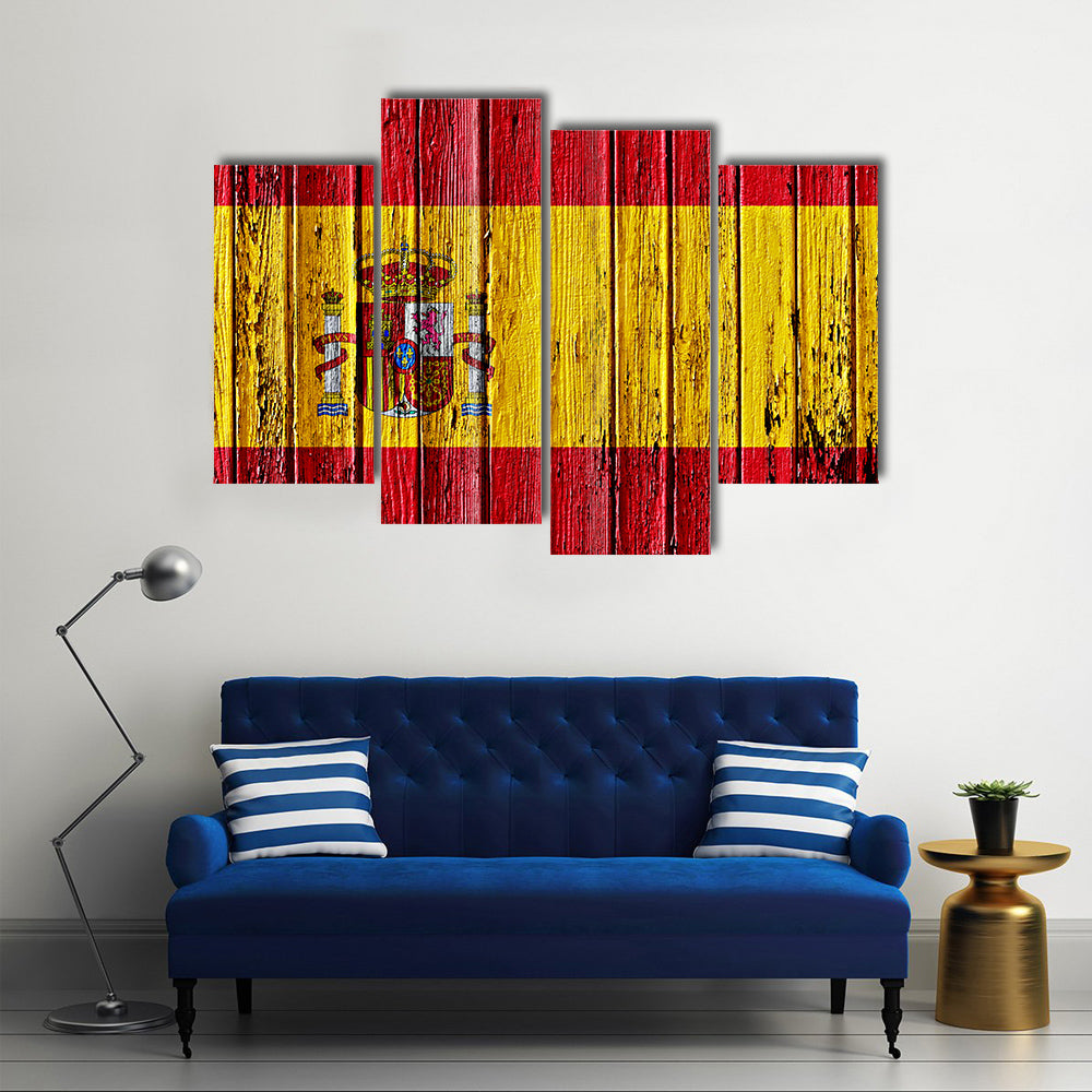 Flag of Spain painted on wooden frame Multi panel canvas wall art