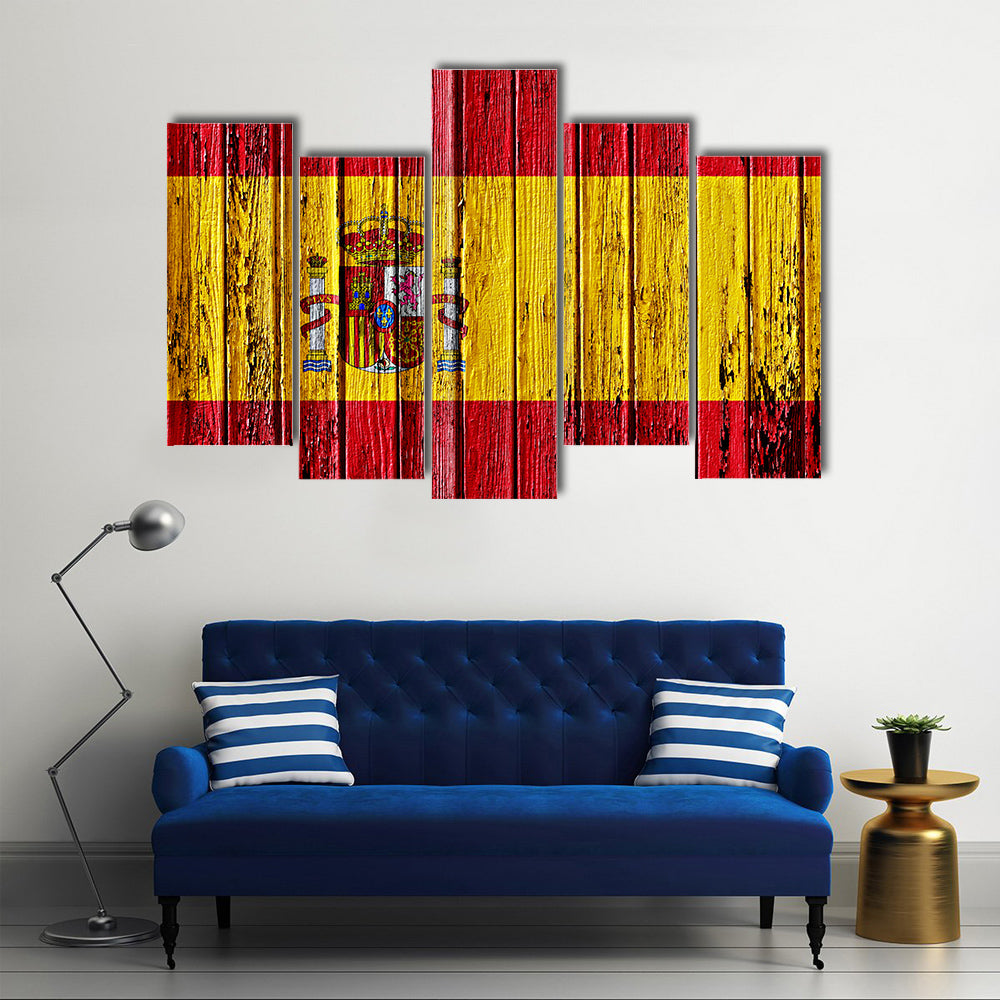 Flag of Spain painted on wooden frame Multi panel canvas wall art