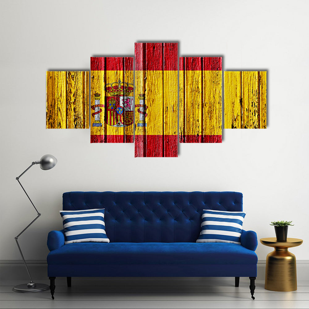 Flag of Spain painted on wooden frame Multi panel canvas wall art